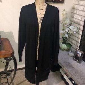 Christopher & Banks Long Black Cardigan Sz Large